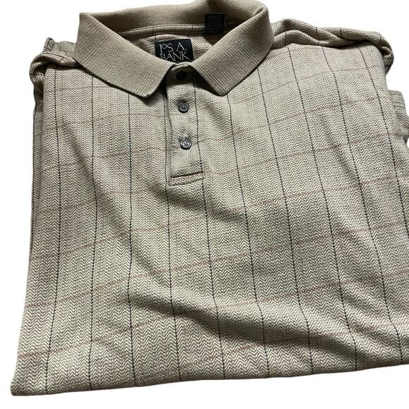 Jos. A. Bank Cream Windowpane Check Polo Shirt size XL Excellent condition - Picture 1 of 2